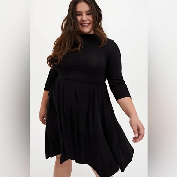 Torrid Super Soft Knits Mock Neck Skater Dress With Pockets Black Size 1 - Picture 1 of 7
